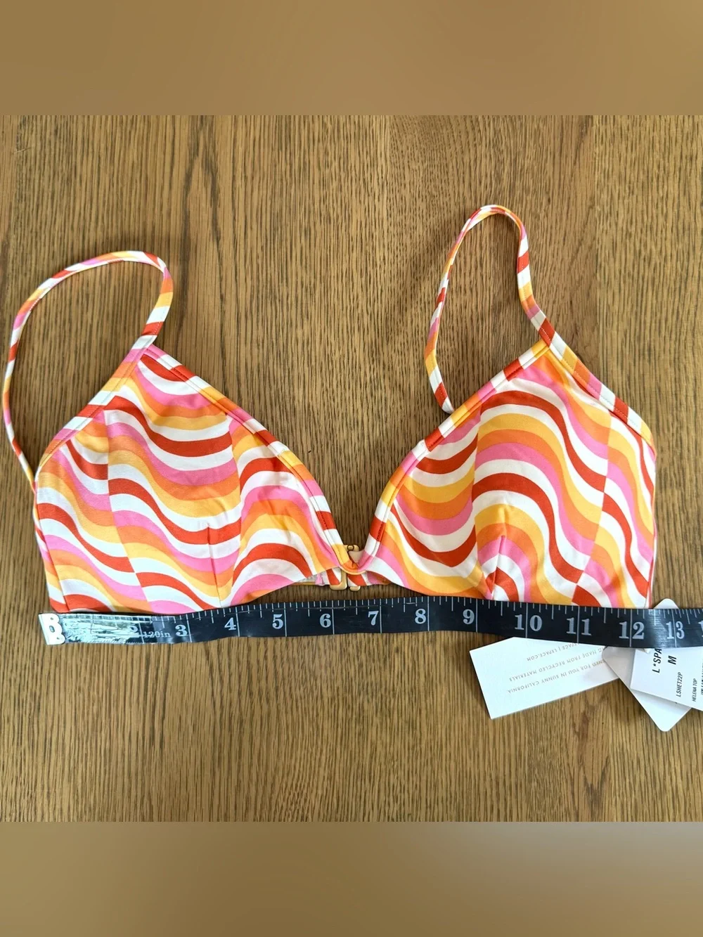 L*Space Helena Bikini Top Sz M Pink Orange Swirl Print Underwire Swim NWT